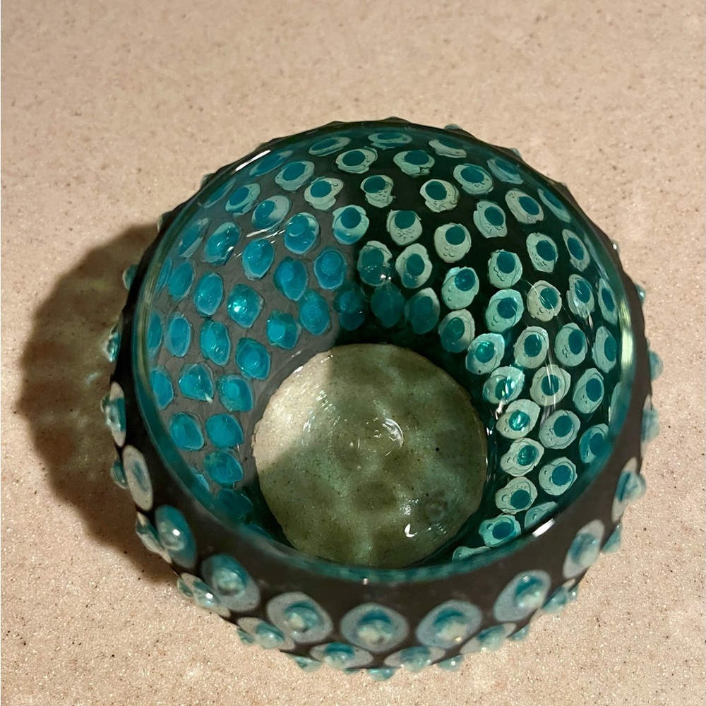 Elegant Teal Mosaic Candle Holder - Picture 2 of 3